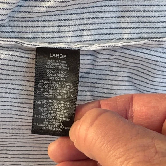 Sam Edelman Pin Striped Shirt Dress or Nightshirt with Floral Embroidery Large - Picture 9 of 9